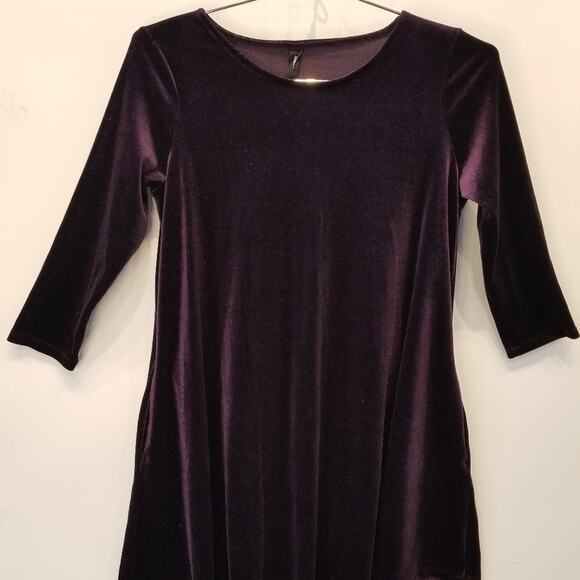 Agnes & Dora Purple Velvet Style Dress Stretch Pockets Size M - Picture 6 of 9